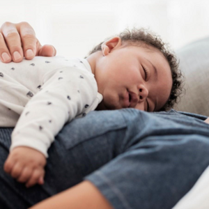 A baby sleeping after a baby fever