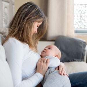Baby and mom looking at each other