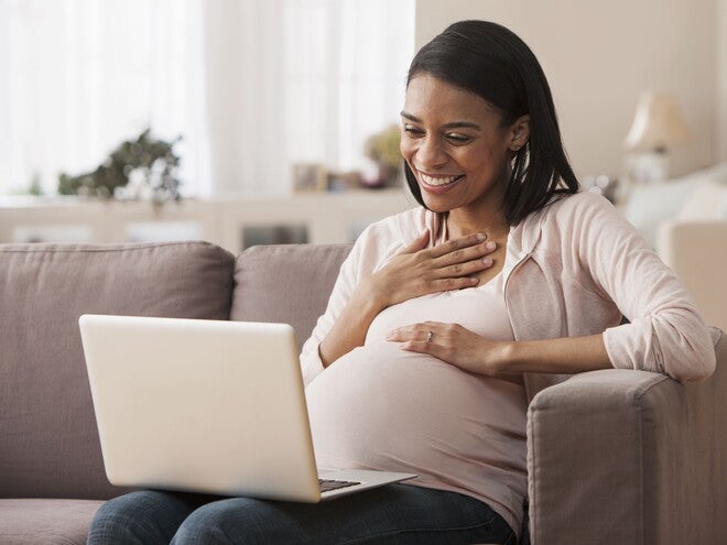 A pregnant woman planning  her maternity leave.